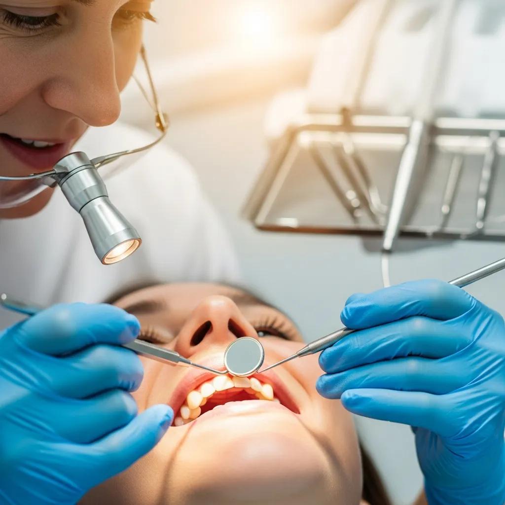 Dentist assessing a patient during an emergency visit &mdash; compassionate care